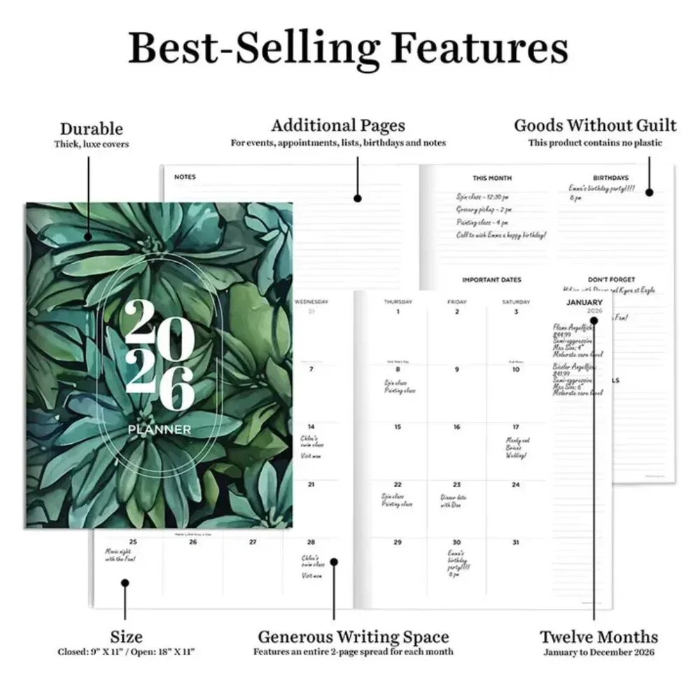 2026 Succulent Large Monthly Planner
